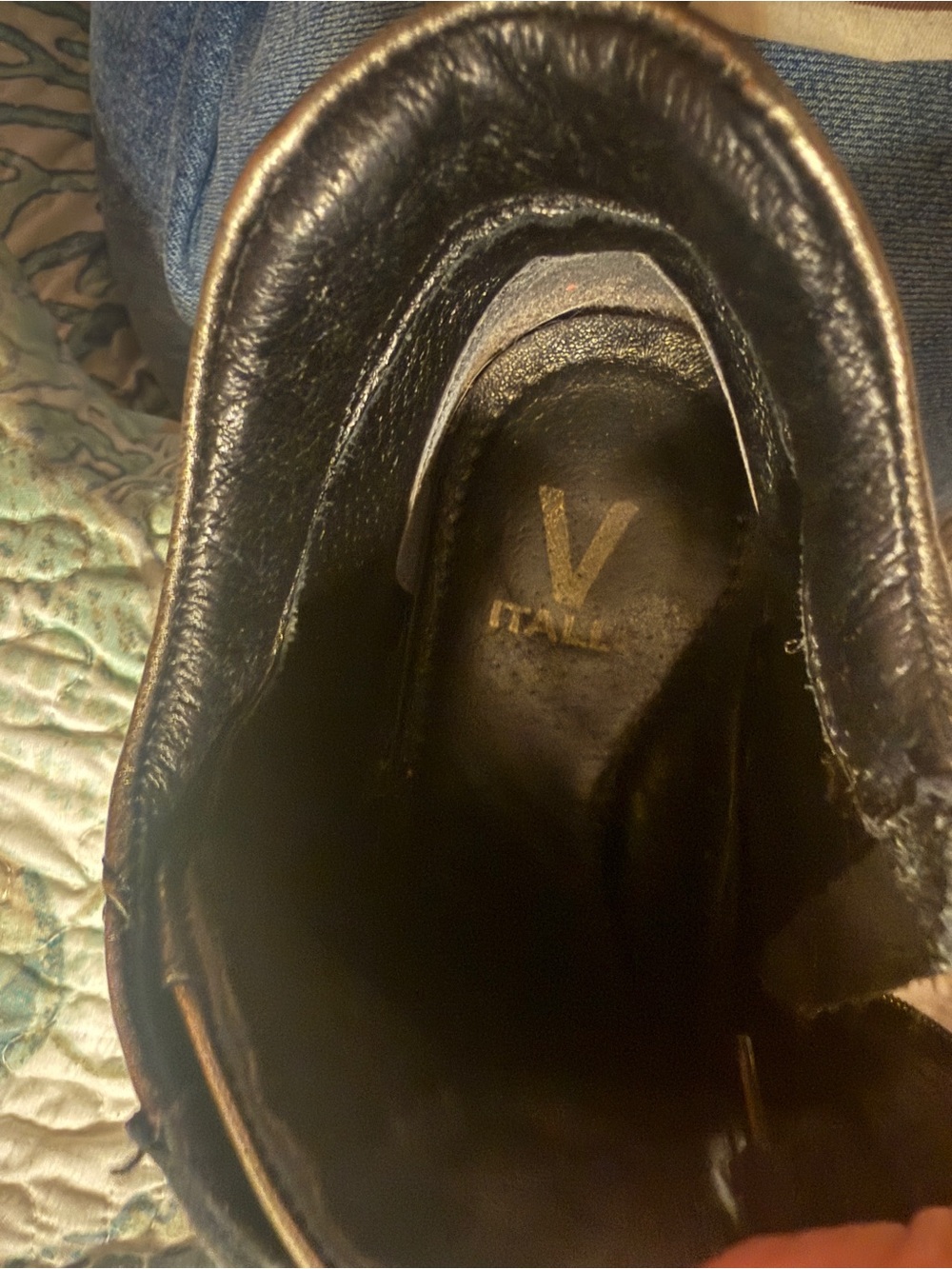 Women’s V Italia Gunmetal Pewter Black Leather Boots with Side Zipper Size 9/40 - Picture 5 of 8